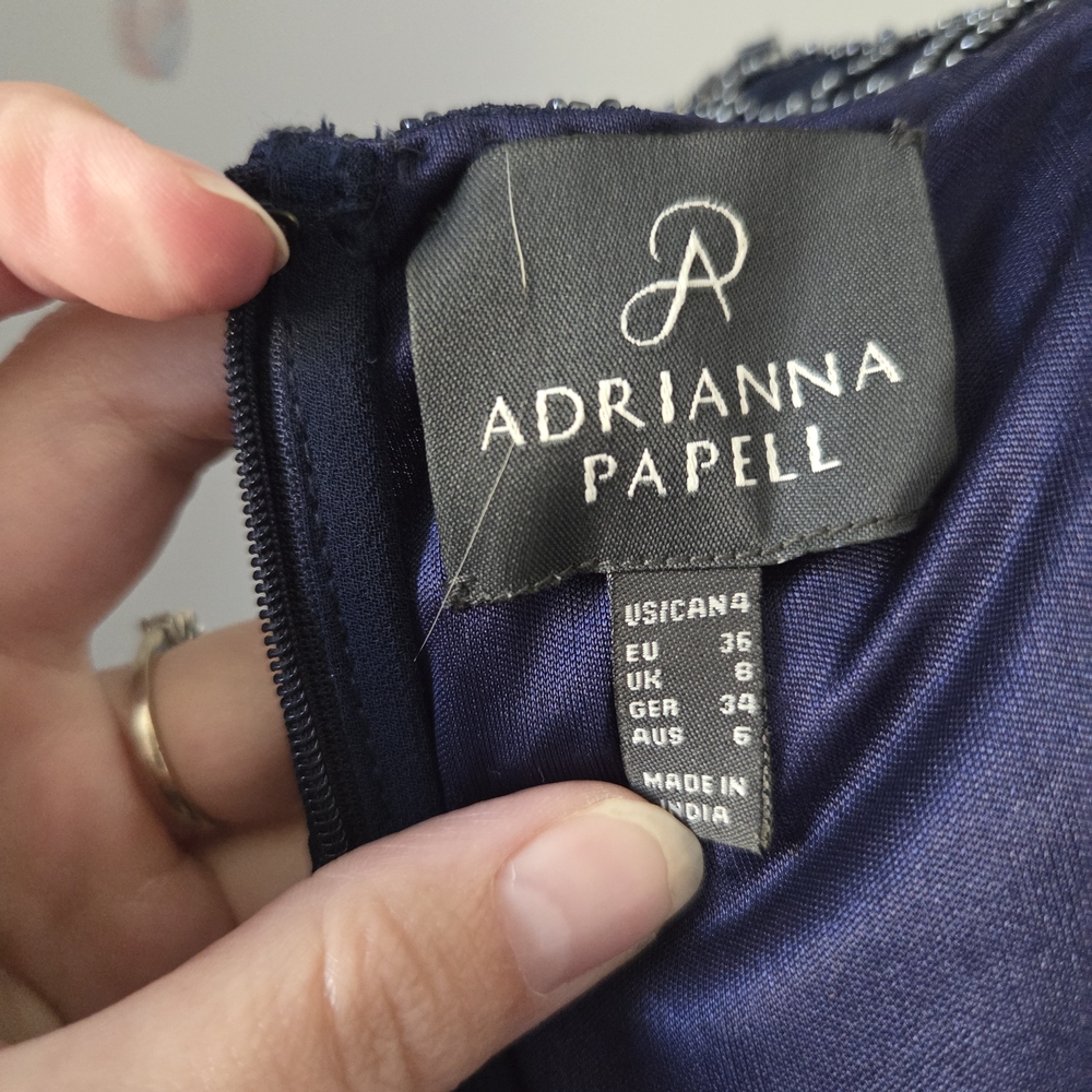Adrianna Papell Navy Beaded Maxi Dress - Picture 12 of 15